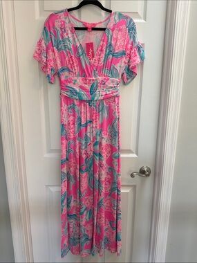 lilly pulitzer ezra maxi beach dress Lilly Pulitzer | Dresses | Lilly Pulitzer Ezra Maxi Beach Dress Abstract  Coral Sleeveless Xl